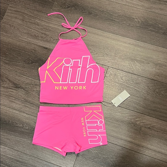 Kith Neon Pink Halter Top and Shorts swimsuit - Picture 1 of 2
